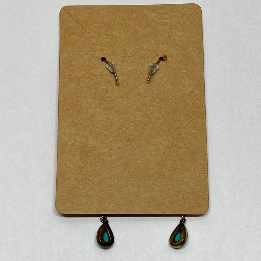 Native American Style Turquoise Earrings Butterfly Dragonfly 3" Dangle‎ Drop GUC - Picture 5 of 7